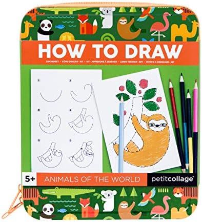 Petit Collage On-the-Go How to Draw Set, Animals of The World – Activity Set with Kid’s Drawing Pad  | Amazon (US)