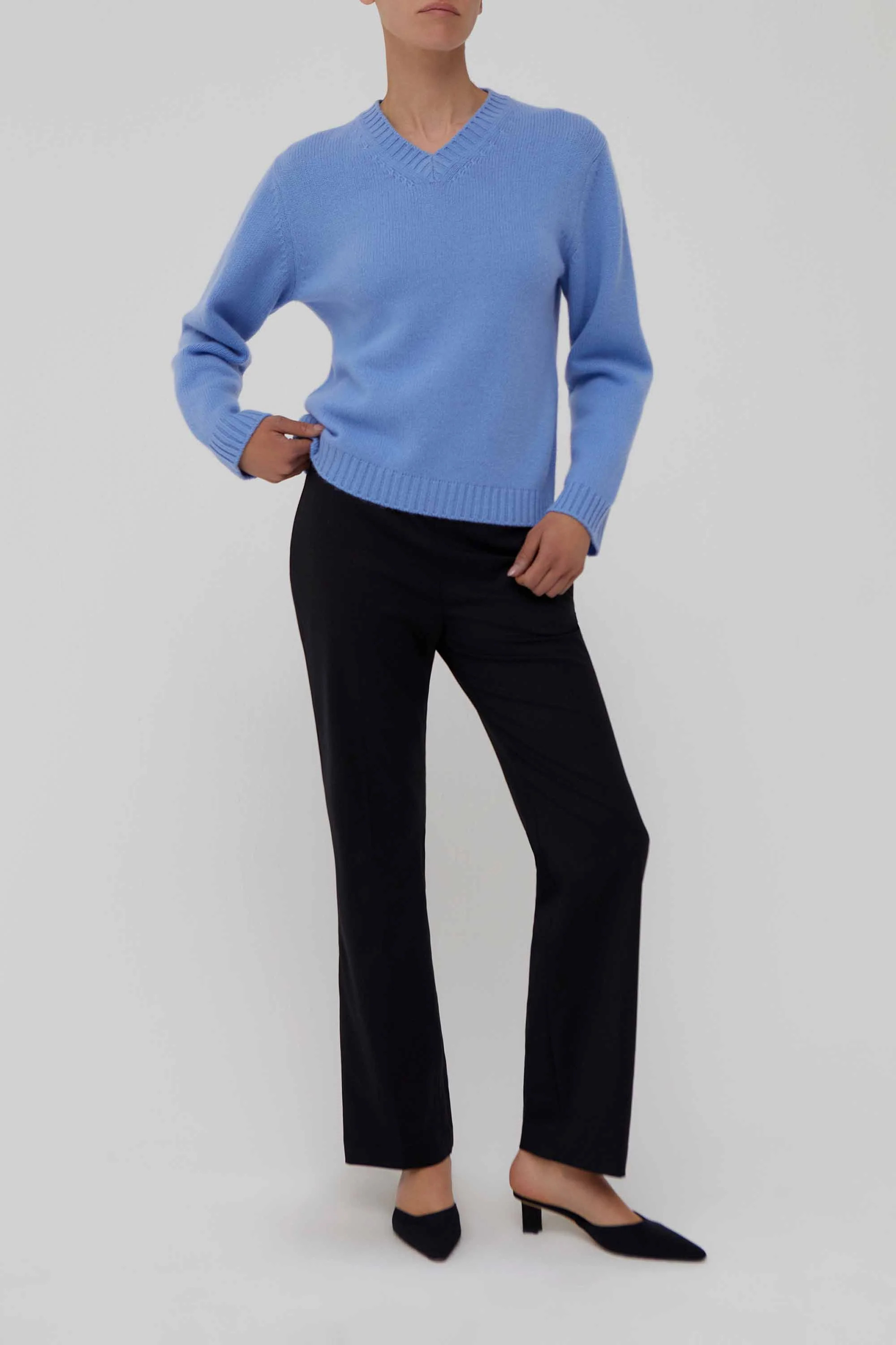 Nevia Cashmere Sweater in Light Blue | Amiya
