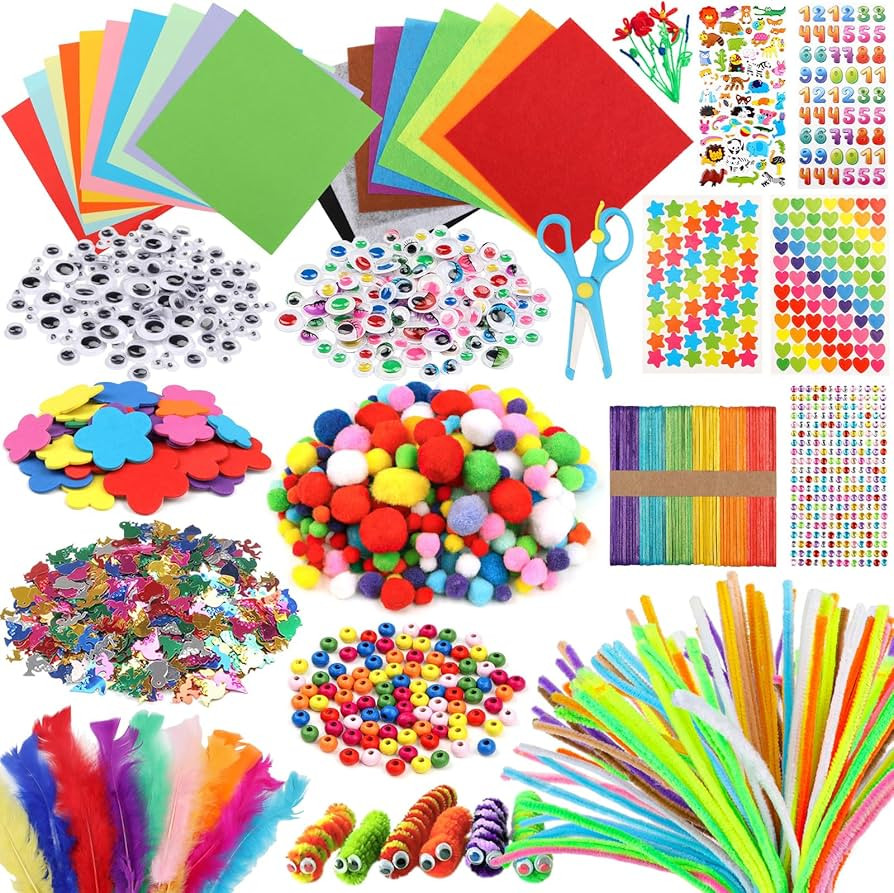 DOITEM Pipe Cleaners Craft Supplies, 1500+Pcs Arts and Crafts Supplies Including Pipe Cleaner Wig... | Amazon (US)