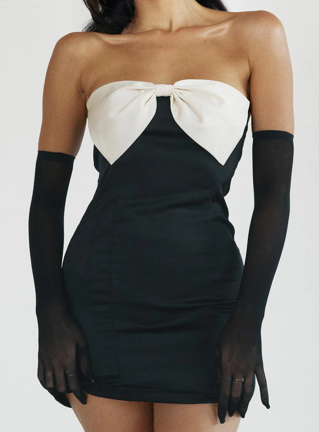 Kesy Bow Tie Mini Dress Black | Princess Polly US