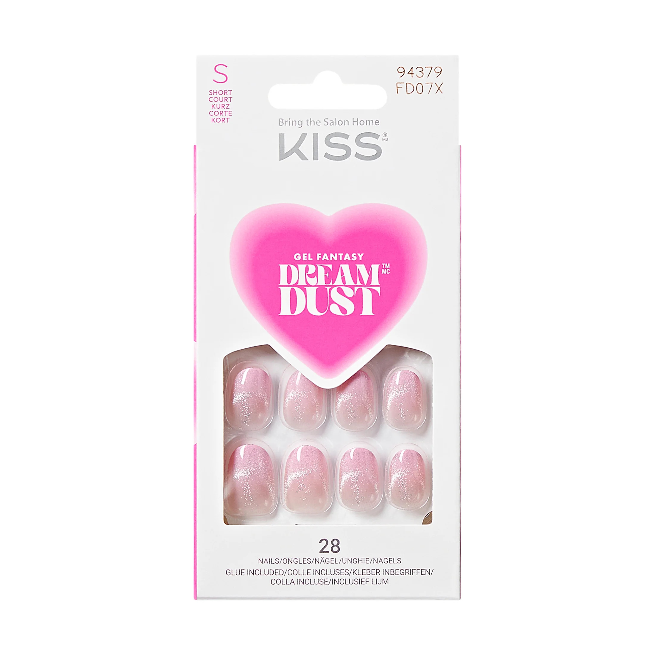KISS Gel Fantasy Dreamdust Valentine's Day Press on Nails, Future Love, Pink, Short Oval, 28 Coun... | Walmart (US)