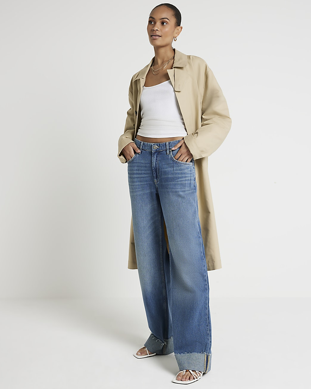 Blue mid rise loose baggy jeans | River Island (UK & IE)