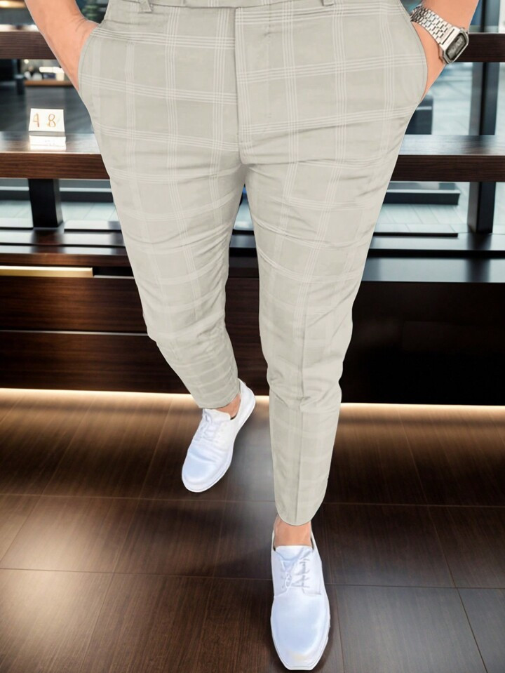 Manfinity Homme Men Casual Plaid Slim-Fit Suit Pants | SHEIN