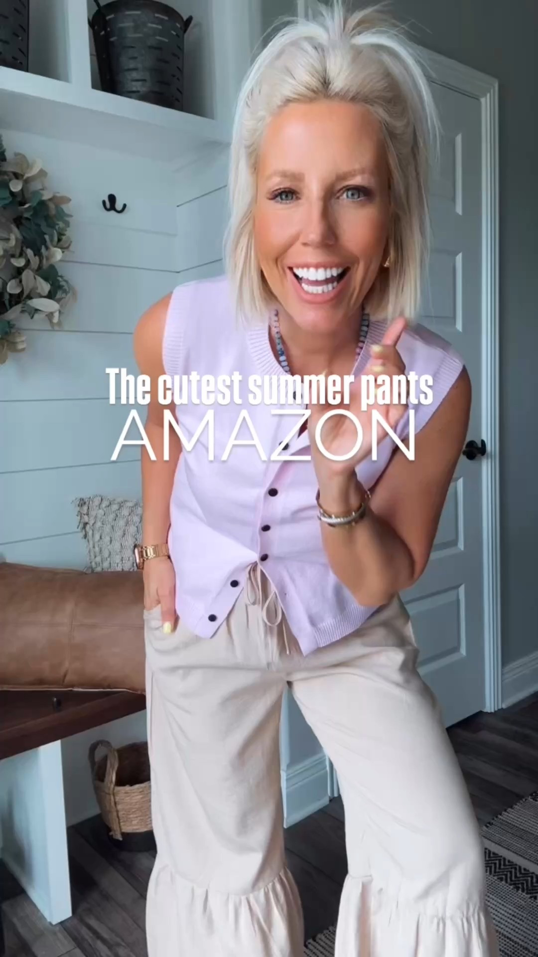 Okay, these pants are super cute and lightweight for summer!!! Literally will go with anything to instantly add a girly touch to any outfit!!!
⬇️⬇️⬇️
Vest size small
Pants size medium 
Flip flops sized up - run small



#LTKStyleTip #LTKFindsUnder50 #LTKSaleAlert