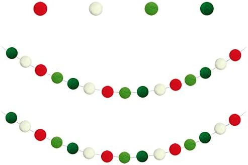 Christmas Ball Garland Christmas Pom Pom Garland Christmas Decoration Holiday Decor 25mm 30 Balls NO | Amazon (US)