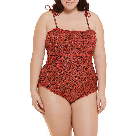 Decree Smocked Tie Shoulder Animal One Piece Swimsuit Juniors Plus | JCPenney