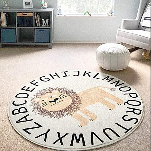Poowe Cute Lion ABC Kids Play Mat Baby Nursery Rug Round Educational Alphabet Soft Area Rug Non S... | Amazon (US)
