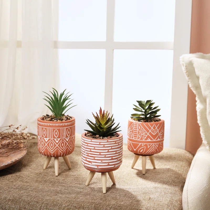 6.5 IN Small Potted Plants Artificial Succulents Plants (3 PCS) | Wayfair North America