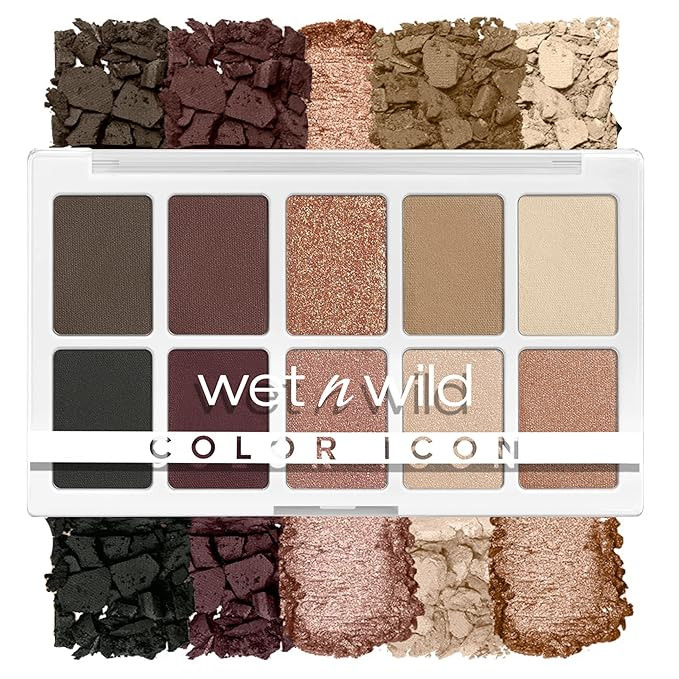 Wet N Wild Color Icon 10-Pan Eyeshadow Makeup Palette, Brown Nude Awakening, Long Lasting, Shimme... | Amazon (US)