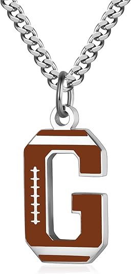 AIAINAGI Football Initial A-Z Letter Necklace for Men Football Charm Pendant Stainless Steel Silv... | Amazon (US)