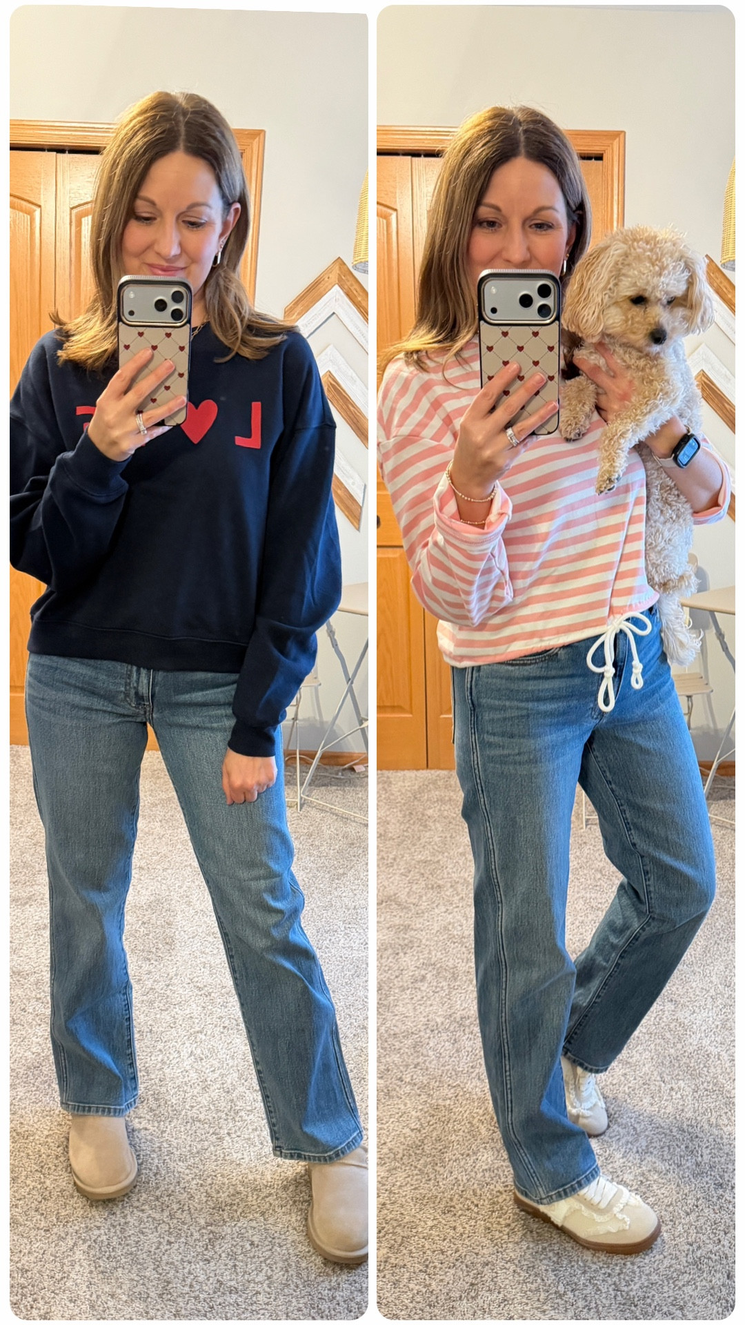 I was on the hunt for the perfect straight leg jeans - found these by Kut from the Cloth at Evereve! 

Fit Tips…
Jeans - sized down 1, in size 0
Love sweatshirt - tts, in size S
Striped top - tts, in size S
UGGs - tts
Lace tennies - tts 

Evereve | Nordstrom Rack | Amazon |DSW

#LTKFindsUnder100 #LTKSaleAlert #LTKOver40