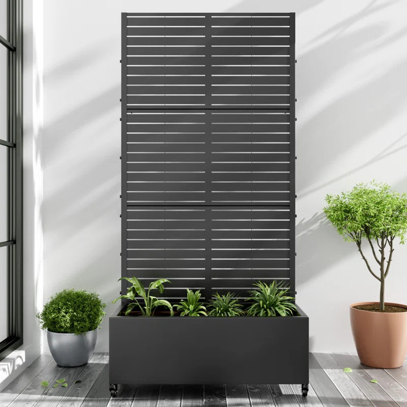 Metal Planter Box with Trellis with Wheels | Wayfair North America