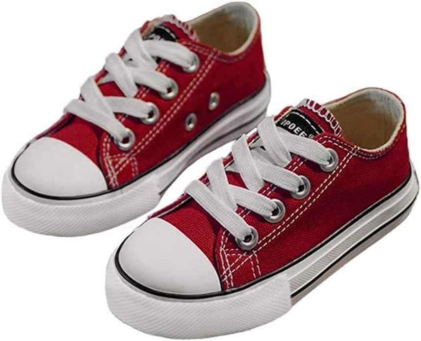 iFANS Boys and Girl Low Top Canvas Kids Lace up Sneakers | Amazon (US)