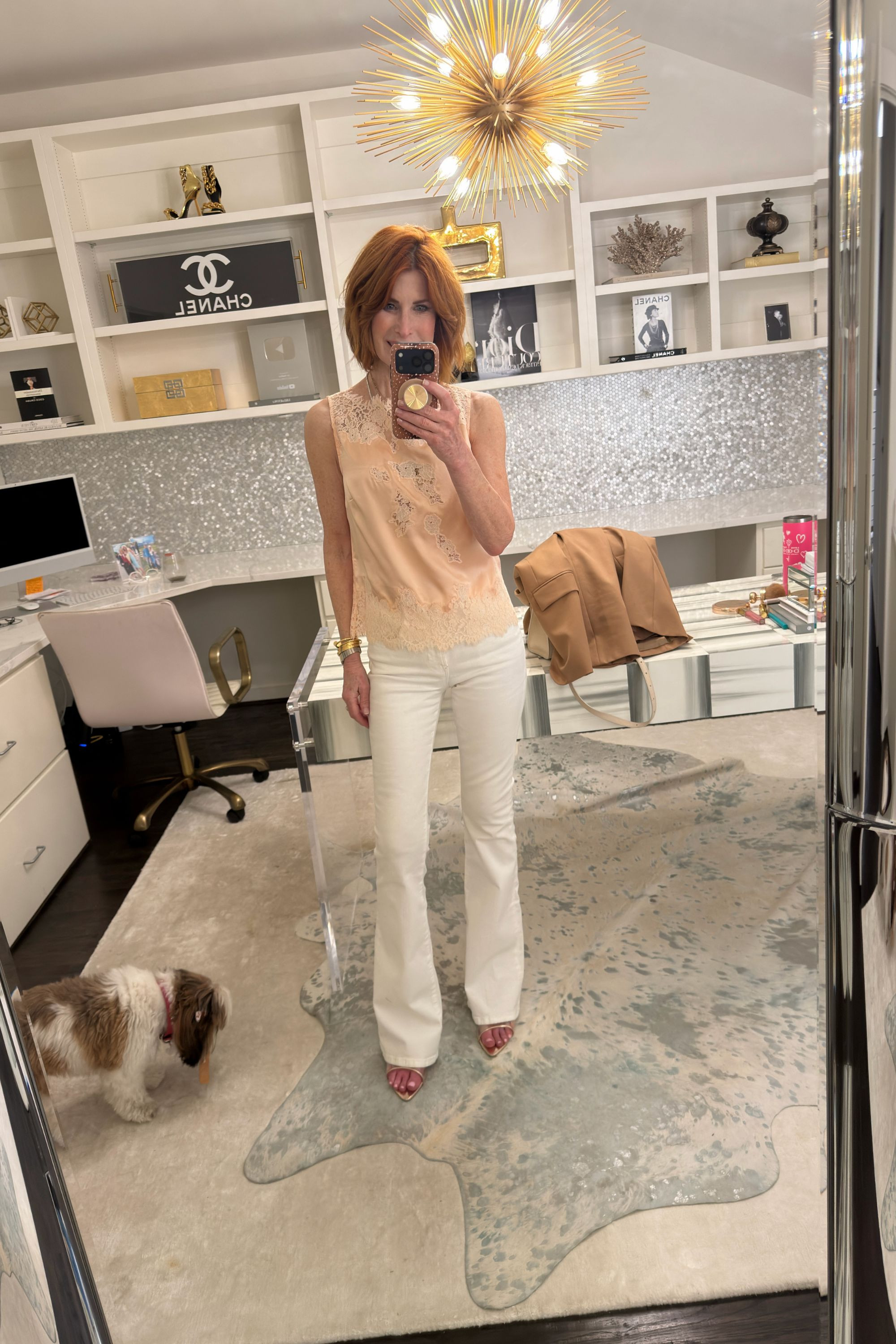 A satin lace-trim top paired with crisp white denim always feels timeless and chic. Love this look for business casual workwear, dinners out, or polished summer outfits that still feel effortless. XS in blazer and top, 24 in jeans. 
 

 

#LTKootd #LTKOver40 #LTKSeasonal