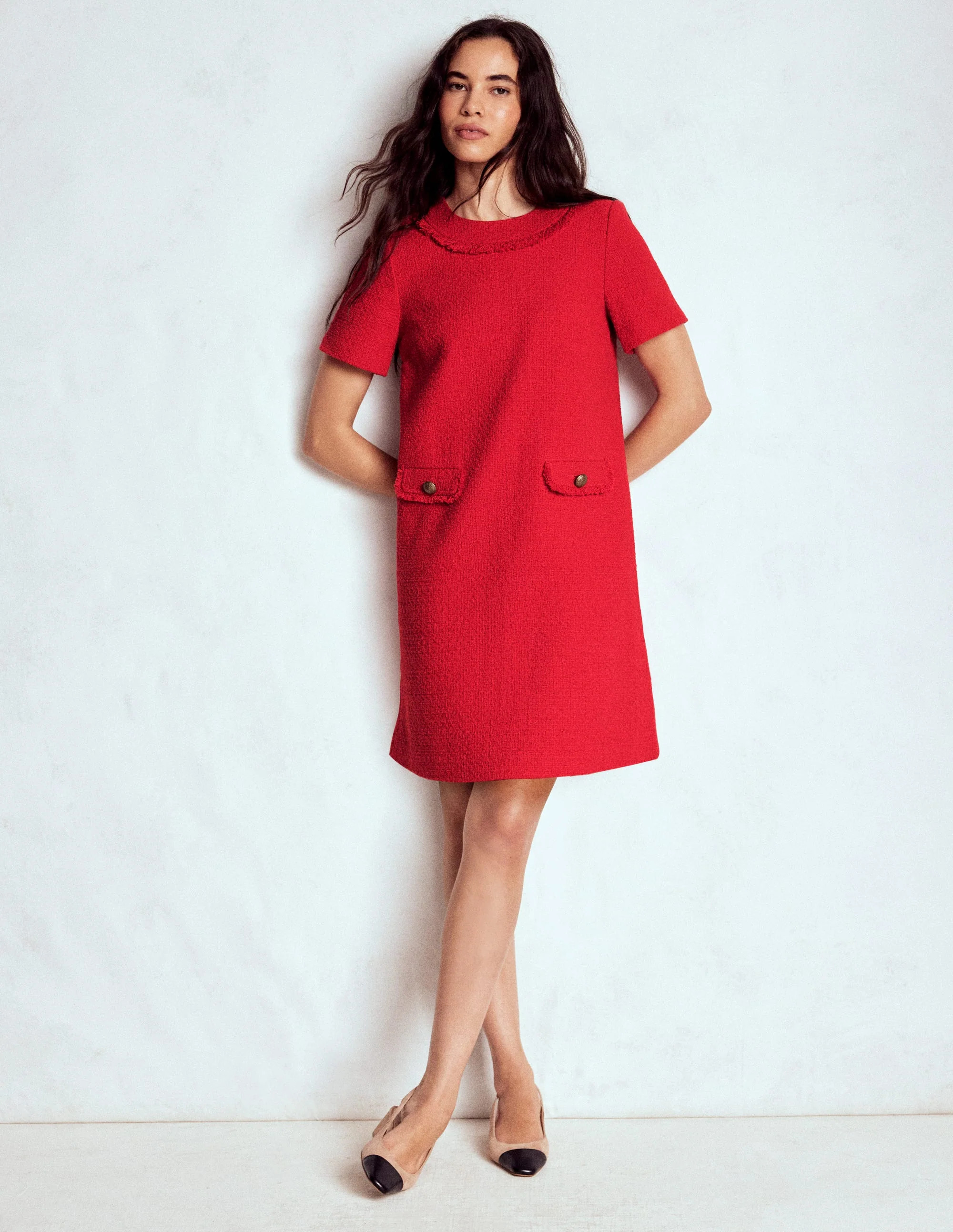 Evita Cotton Shift Dress-Poppy Red | Boden (US)