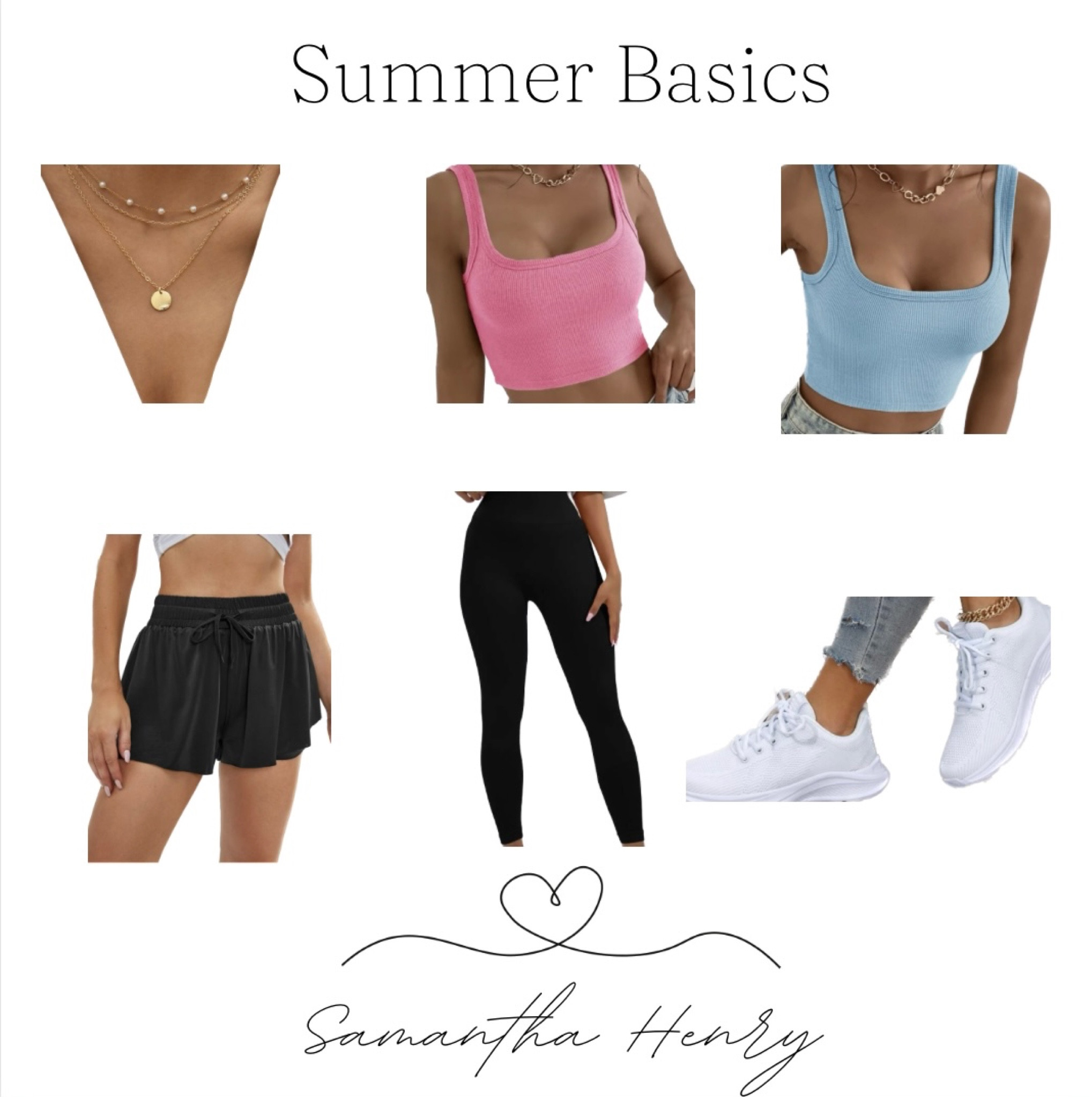 Basics, summer basics, spring basics, hot weather, athletic wear, leggings, flowy shorts, tank tops, gold jewelry 

#LTKFind #LTKSeasonal #LTKstyletip