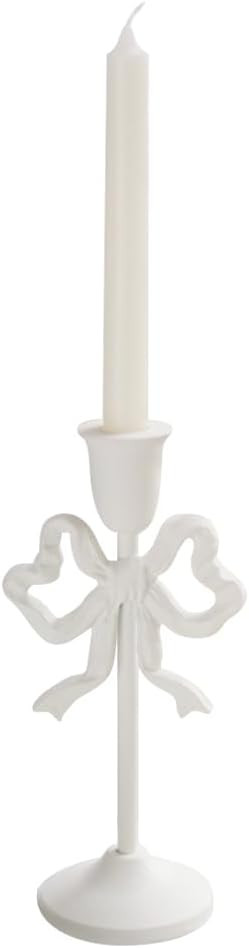 White Bow-Knot Iron Taper Candle Holder,Pillar Candle Holders Decorative Candlestick Holder for H... | Amazon (US)
