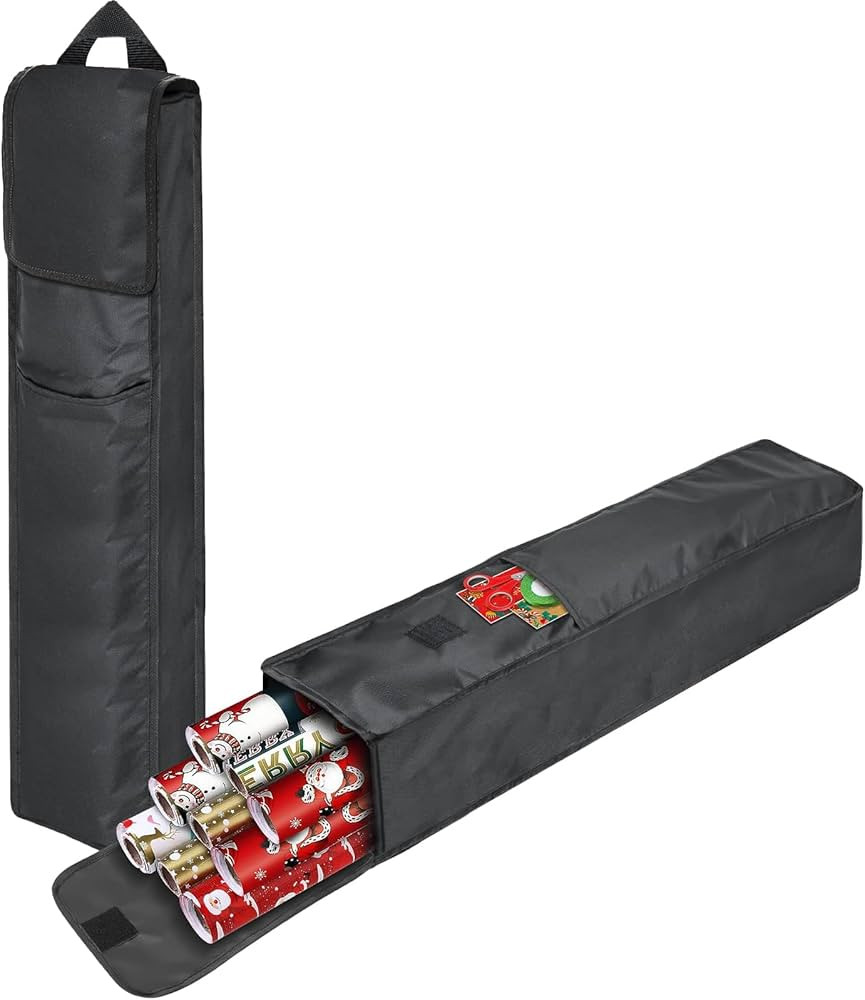 bruwaa 2 Psc Gift Wrapping Paper Organizer Storage Bag Containers with Pocket and Handles, 29" x ... | Amazon (US)