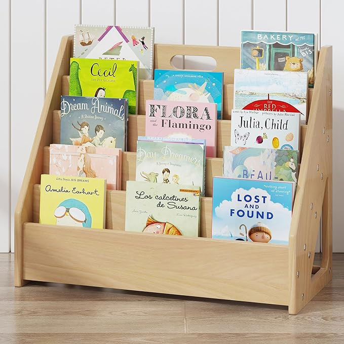 Front-Facing Montessori Bookshelf,5 Tier Book Display Shelf for Toddler,Kids Storage Magazine Rac... | Amazon (US)