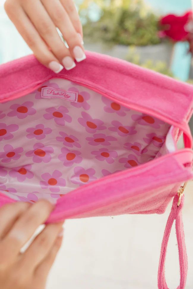 Pink Terry Cloth Bikini Bag | Pink Lily