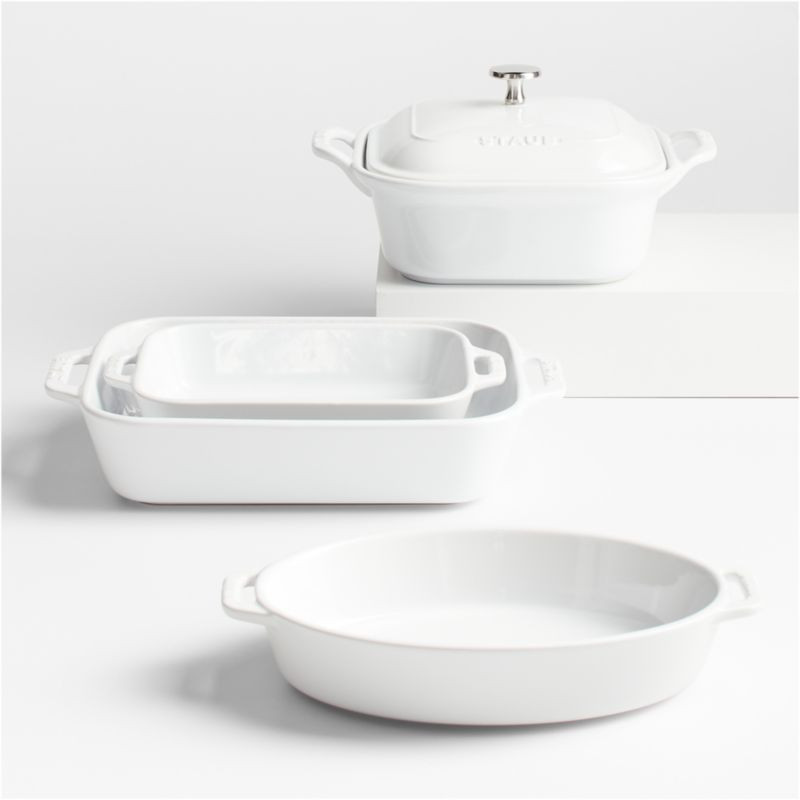 Staub Ceramics White 5-Piece Bakeware Set + Reviews | Crate & Barrel | Crate & Barrel