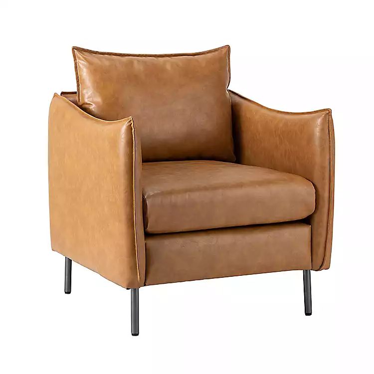 Camel Vegan Leather Flange Club Accent Chair | Kirkland's Home