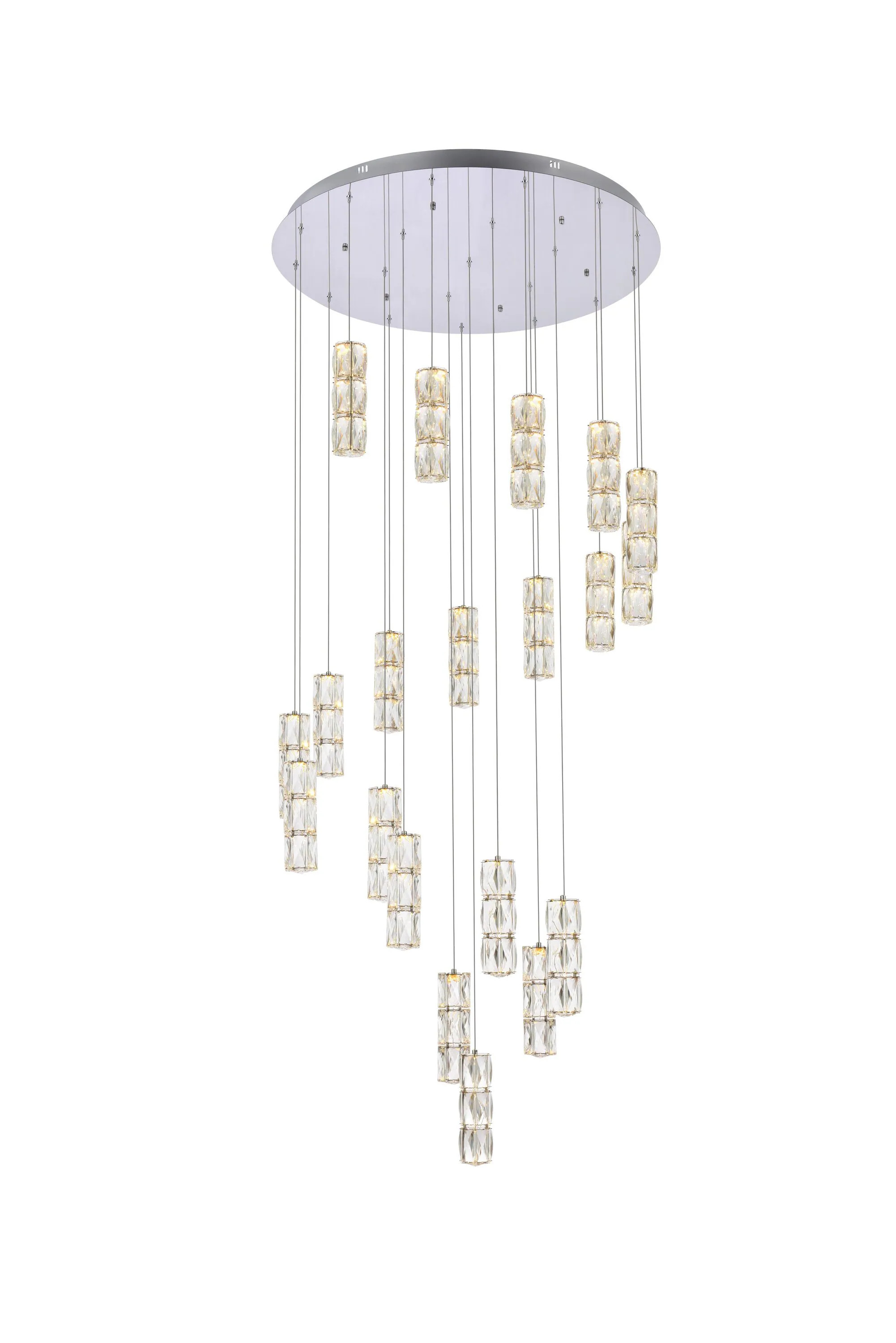 Elegant Decor Home Furnishing 20 -Light Chrome LED Crystal Steel Chandelier Stainless Steel one_size | HF10500D38C | Lowe's