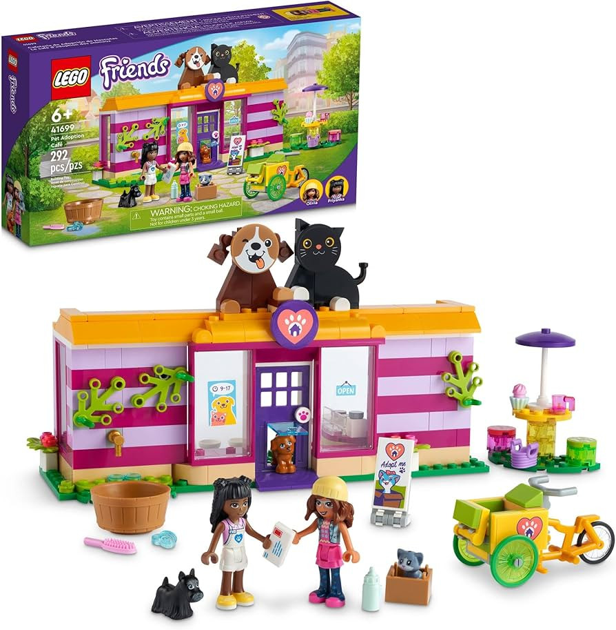 LEGO Friends Pet Adoption Café 41699 Building Toy - Collectible Animal Rescue Set with Olivia & ... | Amazon (US)