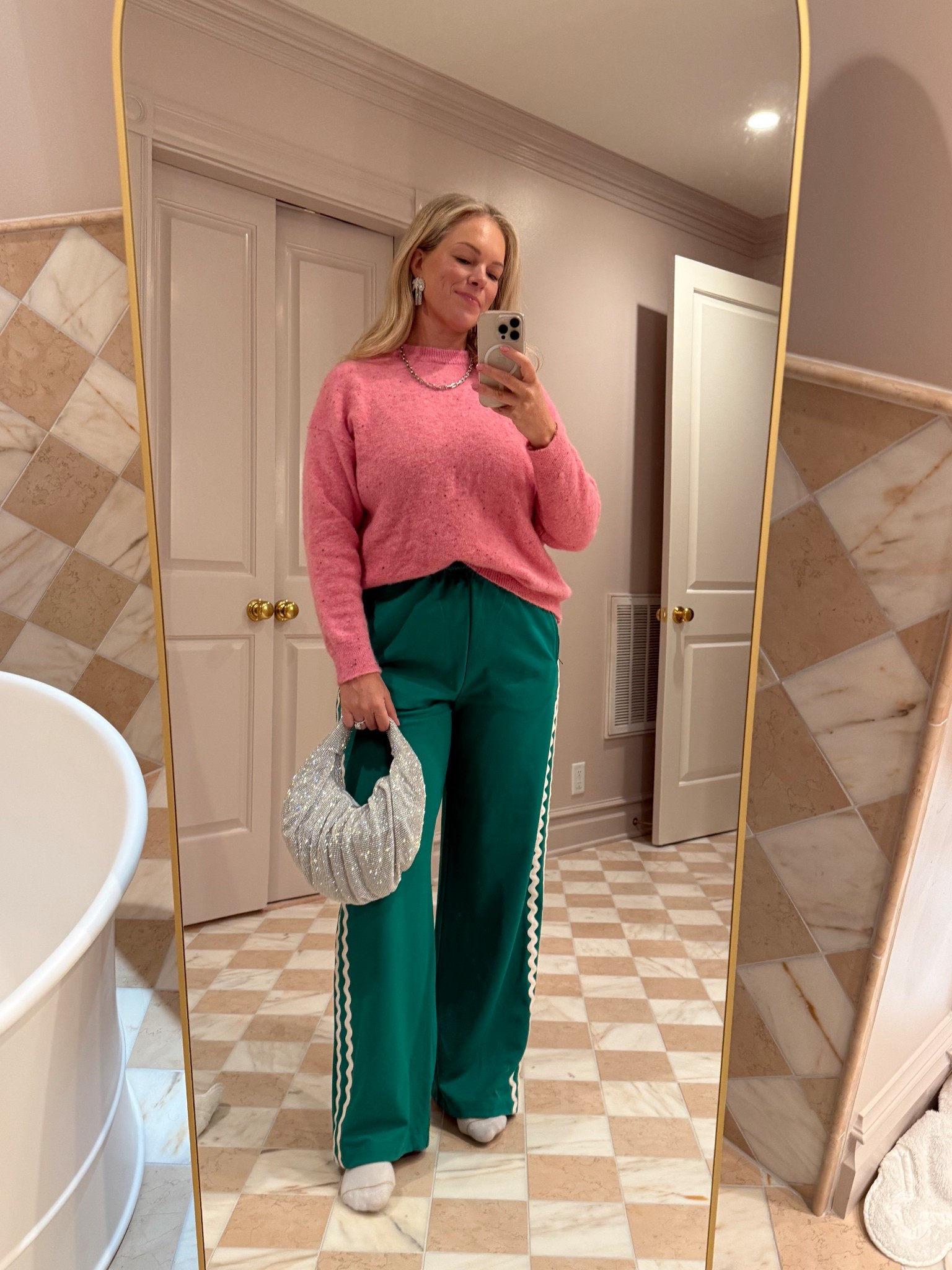 Living in these track pants for day and night! Pairing it here with chic cashmere and sparkles for date night 

#LTKOver40 #LTKootd #LTKSaleAlert
