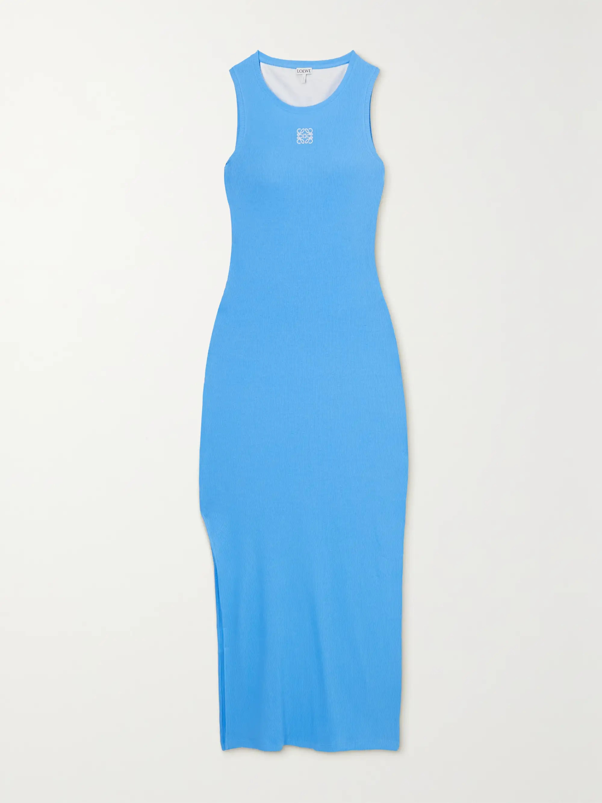 Anagram embroidered ribbed cotton-jersey midi dress | NET-A-PORTER (US)