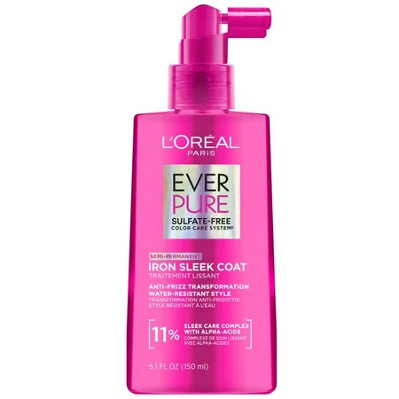 L’Oréal Paris EverPure Sulfate-Free Anti-Frizz Smoothing Iron Sleek Coat Hair Treatment 5.1 fl oz | Walmart (US)