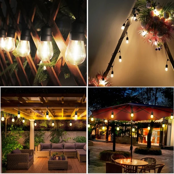 29ft Warm White Waterproof LED Outdoor String Lights for Backyard Garden Patio Gazebo | Walmart (US)