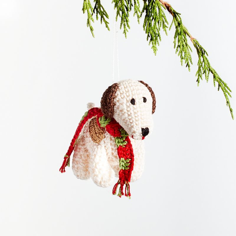 Handmade Crochet Dog Christmas Tree Ornament + Reviews | Crate & Barrel | Crate & Barrel