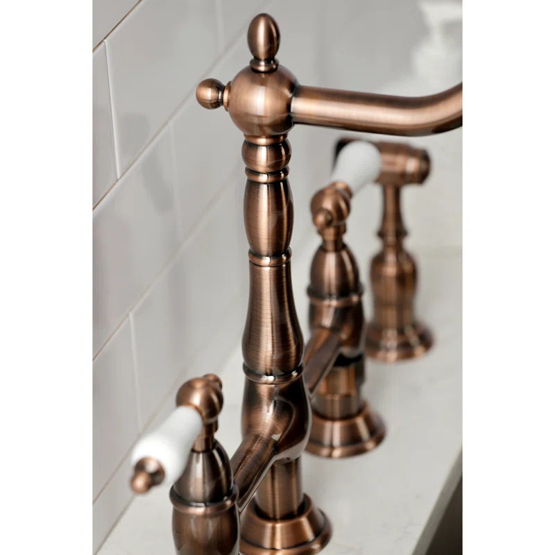 KS127PLBSAC Heritage Bridge Faucet with Side Sprayer | Wayfair North America