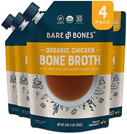Bare Bones Chicken Bone Broth for Cooking and Sipping, Pasture Raised, Organic, Protein and Colla... | Amazon (US)