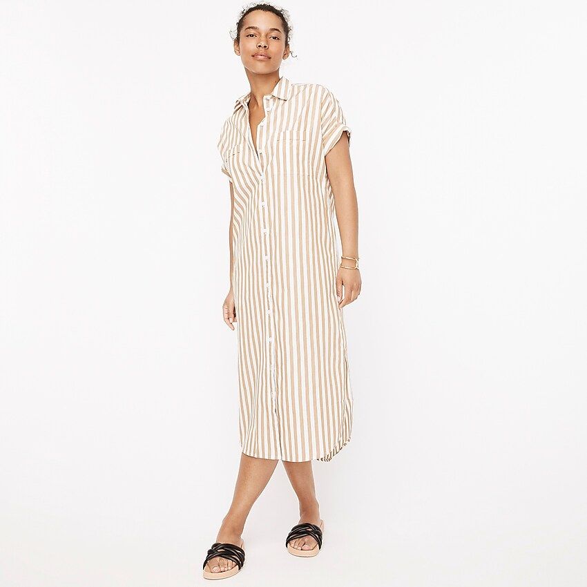 Relaxed-fit short-sleeve cotton poplin shirtdress in stripe | J.Crew US