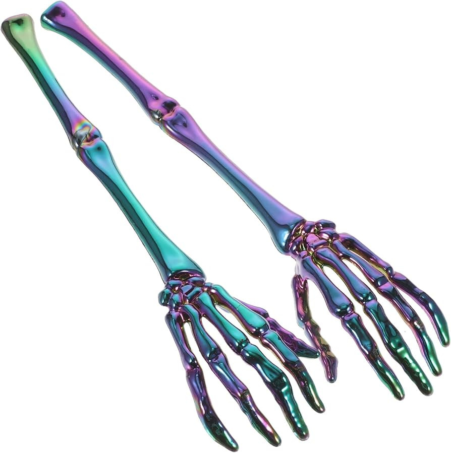 EXCEART 2pcs Halloween Skeleton Hands Salad Tongs Halloween Salad Tong Skeleton Hand Skull Tong S... | Amazon (US)