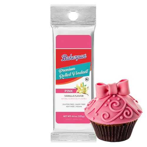 Bakerpan Premium Rolled Pink Fondant for Cake Decorating, Vanilla Flavor - 4.4 Ounces (Made in USA) | Amazon (US)