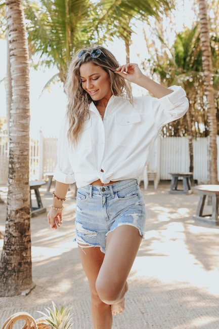 Button Down White Corduroy Shirt | Magnolia Boutique