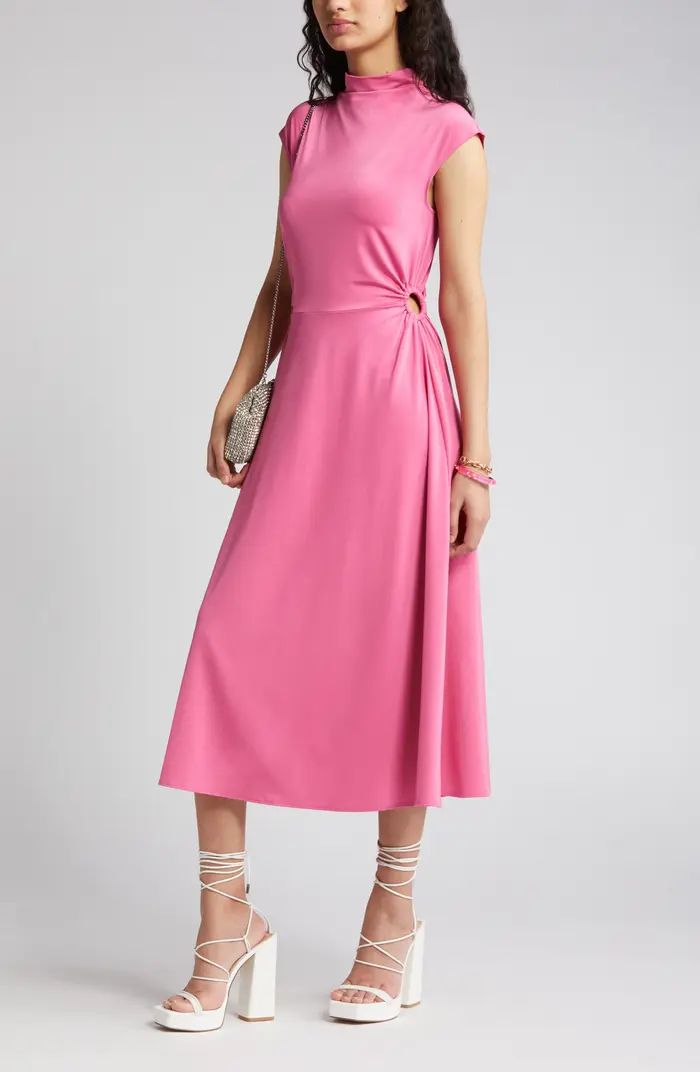 Ring Detail A-Line Midi Dress | Nordstrom