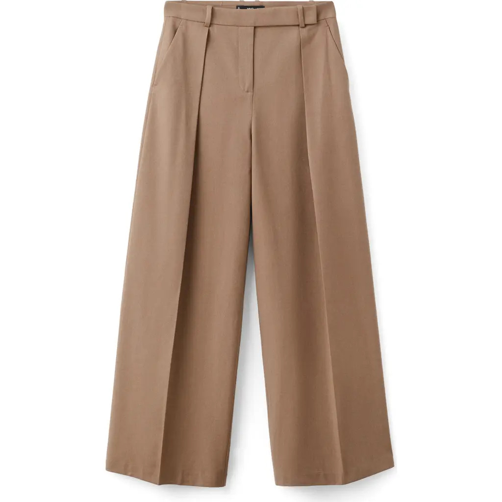 MANGO Pleated Straight Leg Pants in Medium Brown at Nordstrom Rack, Size 6 | Nordstrom Rack