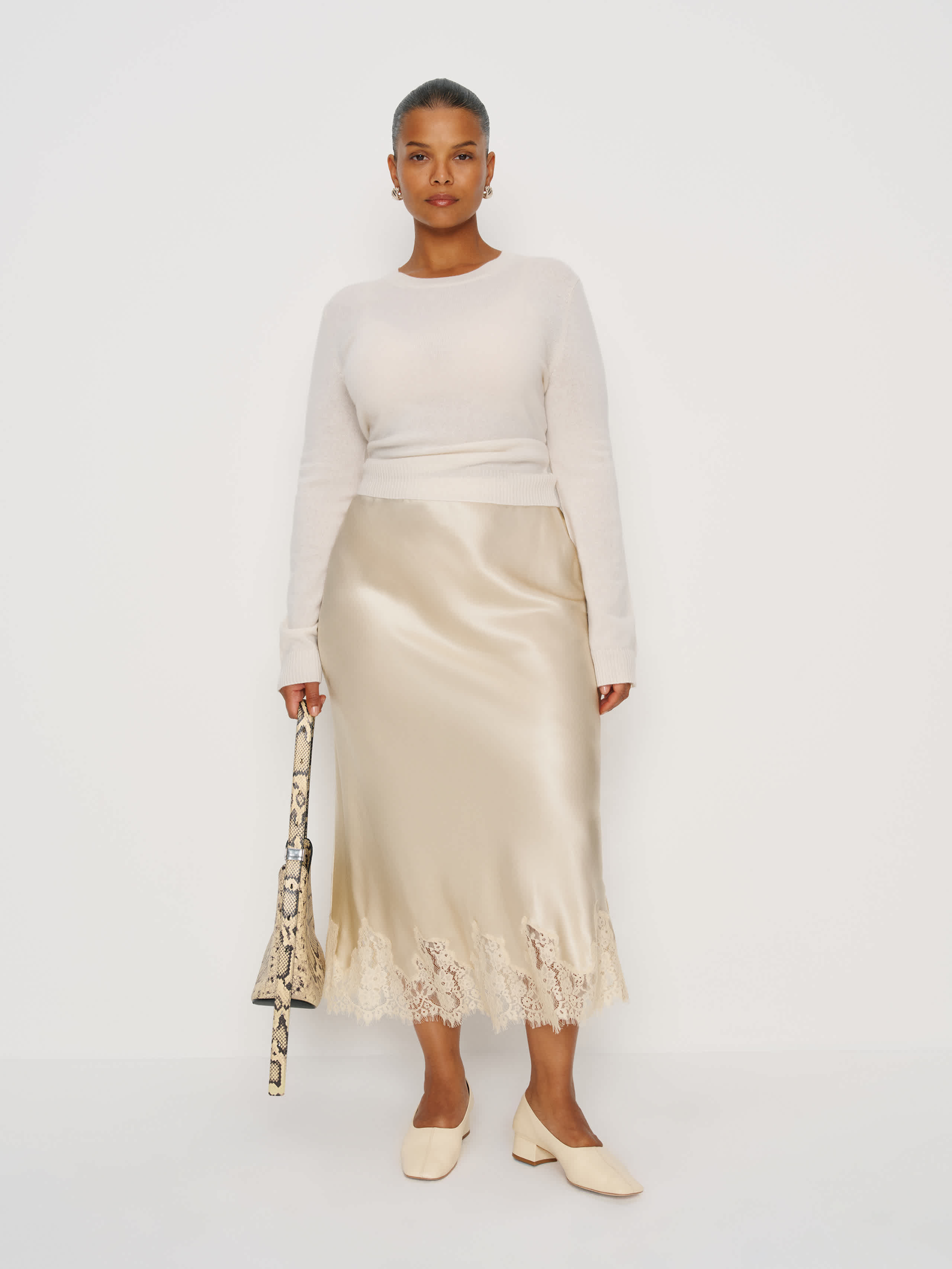 Reformation Carolina Silk Skirt Es Ivory 2X | Reformation (Global)