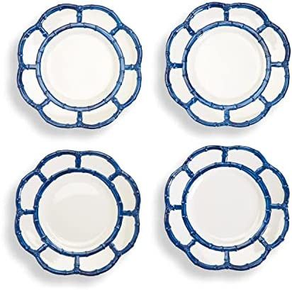 Two's Company Set of 4 Blue Bamboo Touch Accent Plate | Amazon (US)