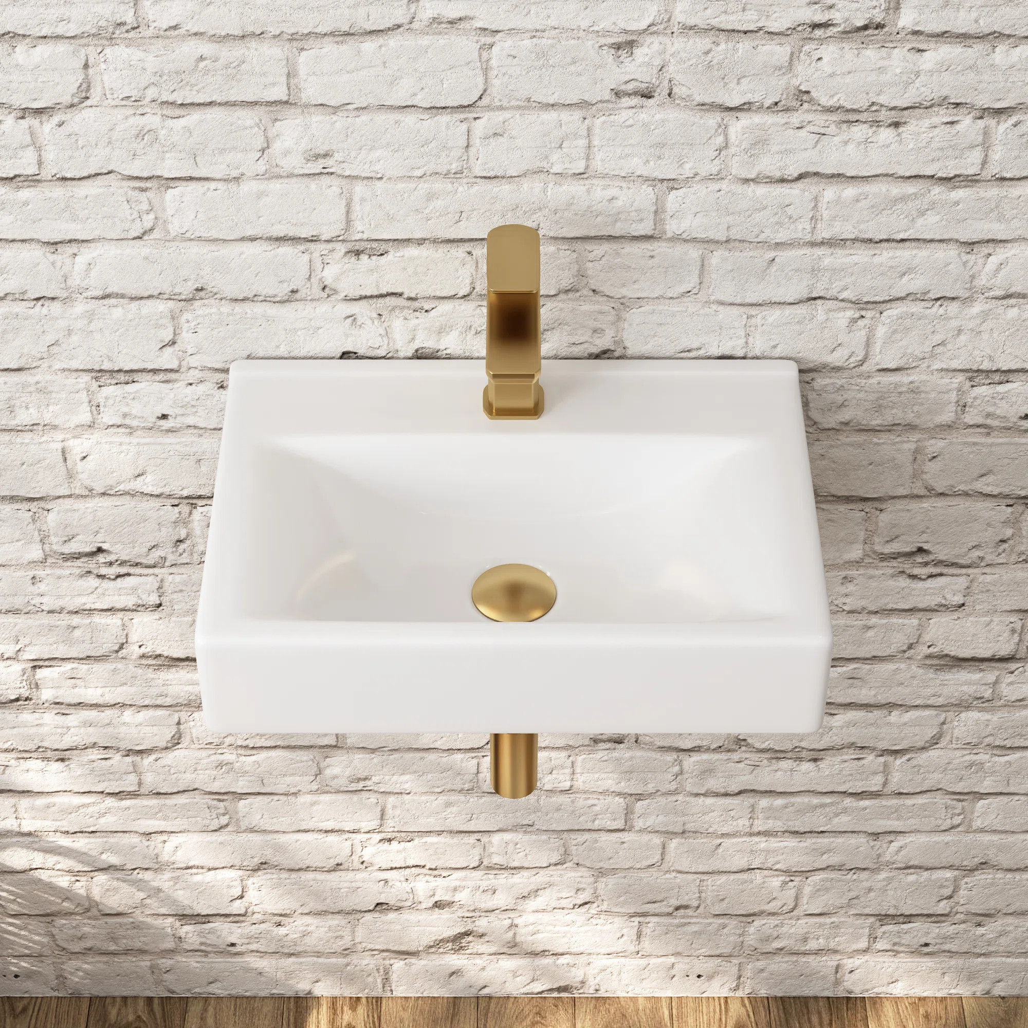 18'' x 12'' White Rectangular Ceramic Wall Mount Bathroom Sink with Faucet Hole DV-1WS0128 | Wayfair North America