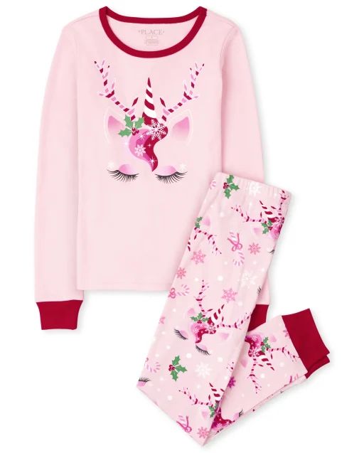 Girls Mommy And Me Christmas Long Sleeve Unicorn Snug Fit Cotton Pajamas | The Children's Place | The Children's Place