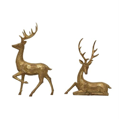Creative Co-Op Resin Deer, Gold, Set of 2 Styles Figures and Figurines | Amazon (US)