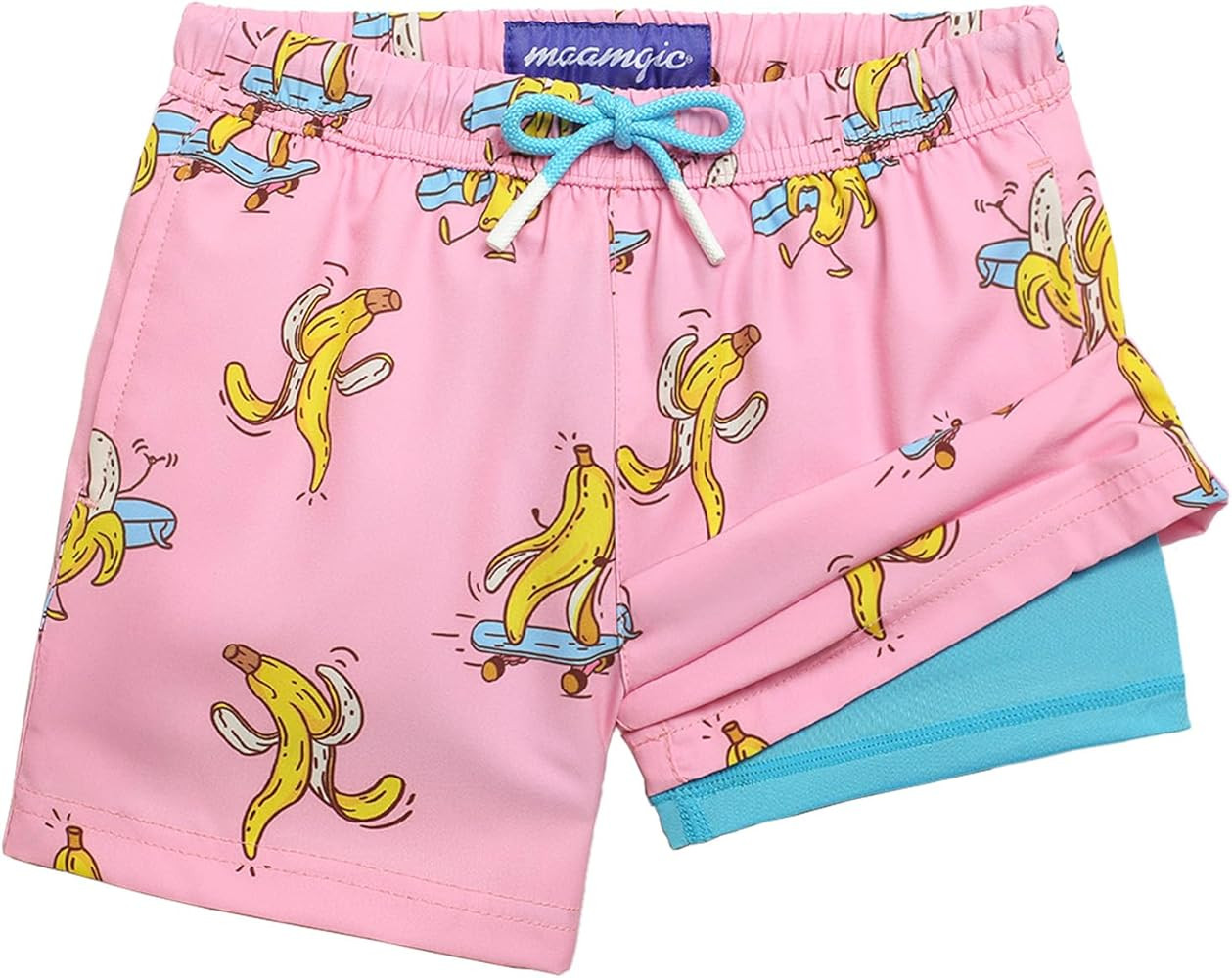 maamgic Boys Swim Trunks with Compression Liner Stretch Boy Swim Shorts Toddler Bathing Suit Swim... | Amazon (US)