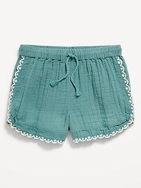 Double-Weave Embroidered-Trim Shorts for Girls | Old Navy (US)
