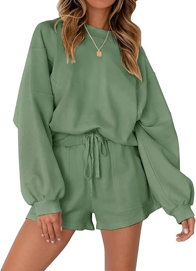MEROKEETY 2026 Spring Lounge Sets for Women Oversized Batwing Sleeve Casual Top and Shorts 2 Piec... | Amazon (US)