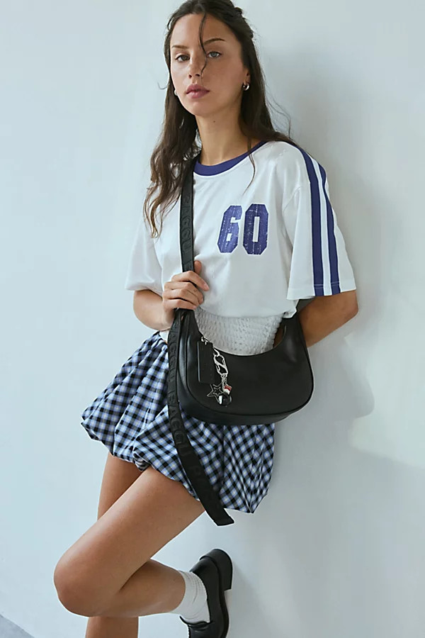 BAGGU Small Recycled Leather Crescent Bag in Black, Women's at Urban Outfitters | Urban Outfitters (US and RoW)